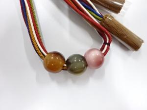 未使用品　天然石帯留め　翠嵐工房　正絹手組帯締めセット